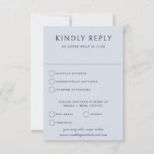 Elegante minimalistische  stoffige blauwe bruiloft RSVP kaartje (Voorkant)