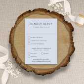 Elegante minimalistische stoffige blauwe bruiloft RSVP kaartje