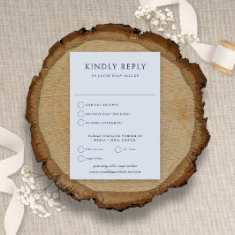 Elegante minimalistische stoffige blauwe bruiloft RSVP kaartje