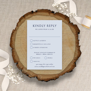 Elegante minimalistische stoffige blauwe bruiloft RSVP kaartje