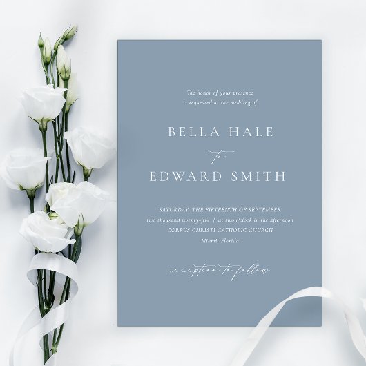 Elegante minimalistische stoffige blauwe formele b kaart