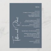 Elegante minimalistische stoffige blauwe grote nam menu (Voorkant)