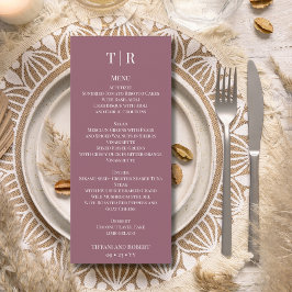 Elegante minimalistische stoffige roze bruiloft menu