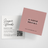 Elegante minimalistische stoffige roze QR-code Vierkante Visitekaartje