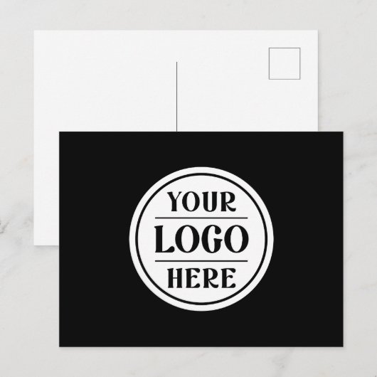 Elegante, minimalistische & strakke zwarte QR-code Briefkaart (Voorkant / Achterkant)