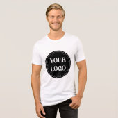 Elegante, minimalistische & strakke zwarte QR-code Tri-Blend Shirt (Voorkant volledig)