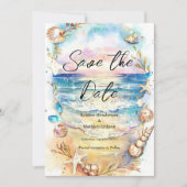 Elegante minimalistische strandbruiloft save the date (Voorkant)