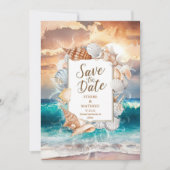 Elegante minimalistische strandbruiloft save the date (Voorkant)
