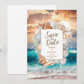 Elegante minimalistische strandbruiloft save the date (Voorkant / Achterkant)