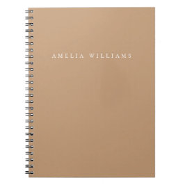 Elegante Minimalistische Tannenkleurige Monogram Notitieboek