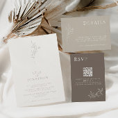 Elegante minimalistische Taupe & Ivoor Detail Kaar RSVP Kaartje