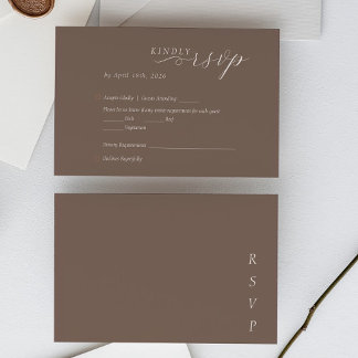 Elegante Minimalistische Taupe Ivoor Script Bruilo RSVP Kaartje