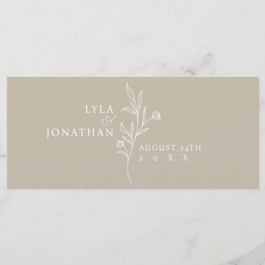 Elegante minimalistische Taupe-Kaart voor de kop v Menu (Voorkant)