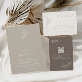 Elegante minimalistische Taupe & witte bloemenbrui Kaart