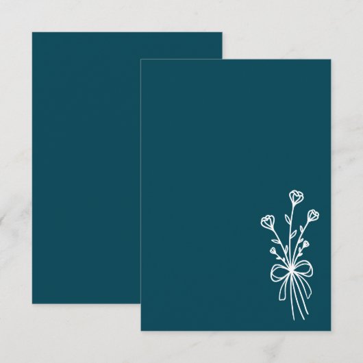 Elegante Minimalistische Teal Bruiloft Kaart (Voorkant / Achterkant)
