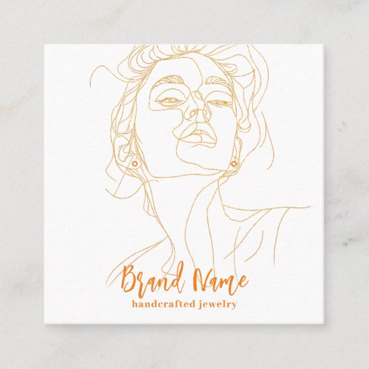 Elegante minimalistische tekening oorbel display ( vierkante visitekaartje (Voorkant)
