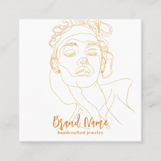 Elegante minimalistische tekening oorbel display ( vierkante visitekaartje (Voorkant)