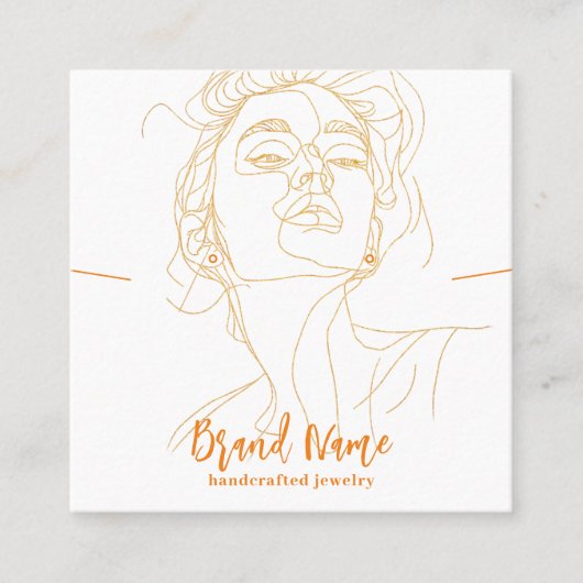 Elegante minimalistische tekening sieraden display vierkante visitekaartje (Voorkant)
