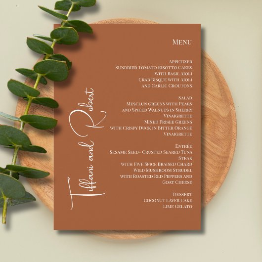 Elegante minimalistische Terracota grote namen bru Menu