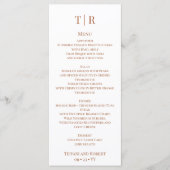 Elegante minimalistische Terracota tekst bruiloft Menu (Voorkant)