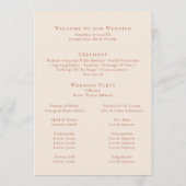 Elegante minimalistische terracotta monogram bruil programmakaart (Achterkant)