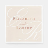 Elegante minimalistische terracotta monogram bruil servet (Voorkant)