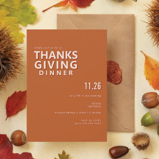 Elegante Minimalistische Terracotta Thanksgiving-d Kaart