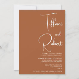 Elegante Minimalistische Terracotta Trouwuitnodigi Kaart