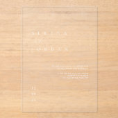 Elegante minimalistische transparante bruiloft acryl uitnodigingen (Voorkant)