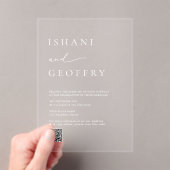 Elegante Minimalistische Transparante Trouw QR-cod Acryl Uitnodigingen (Insitu (Draagbaar))
