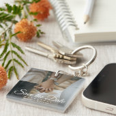 Elegante minimalistische trendy Save the Date Phot Sleutelhanger (Voorkant Rechts)