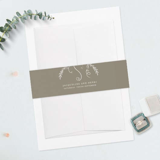 Elegante Minimalistische Tropische Herfstbladeren Uitnodigingen Wikkel