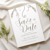 Elegante minimalistische tropische val verlaat bru save the date