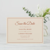 Elegante Minimalistische Trouw QR Code Terracotta Save The Date (Staand voorkant)