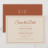 Elegante Minimalistische Trouw QR Code Terracotta Save The Date (Voorkant / Achterkant)