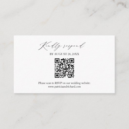 Elegante Minimalistische Trouw QR Online RSVP Kaar Informatiekaartje (Voorkant)