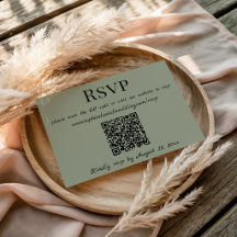 Elegante Minimalistische Trouw-RSVP-Kaart met QR-c