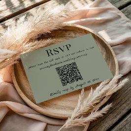 Elegante Minimalistische Trouw-RSVP-Kaart met QR-c RSVP Kaartje