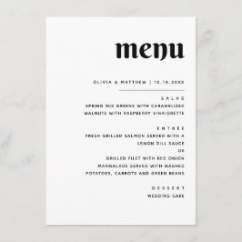 Elegante Minimalistische Trouw | Zwart & Witte Eet Menu