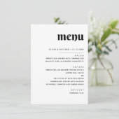 Elegante Minimalistische Trouw | Zwart & Witte Eet Menu (Staand voorkant)