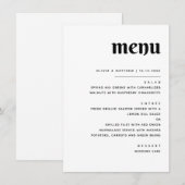 Elegante Minimalistische Trouw | Zwart & Witte Eet Menu (Voorkant / Achterkant)