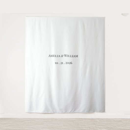 Elegante Minimalistische Trouwachtergrond Wandkleed (Voorkant)