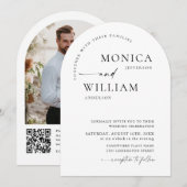 Elegante minimalistische trouwboog foto QR-code Kaart (Voorkant / Achterkant)