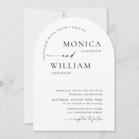 Elegante minimalistische trouwboog foto QR-code Kaart (Voorkant)