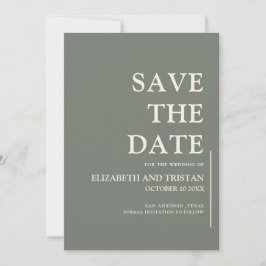Elegante Minimalistische Trouwdag Sage  Save The Date
