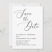 Elegante Minimalistische Trouwdag. Zwarte & Witte Save The Date (Voorkant)