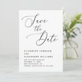 Elegante Minimalistische Trouwdag. Zwarte & Witte Save The Date (Staand voorkant)