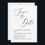 Elegante Minimalistische Trouwdag. Zwarte & Witte  Save The Date<br><div class="desc">Kondig uw trouwdag aan in tijdloze stijl met deze elegante 'Save the Date'-kaart. Met zwart-witte tinten en scripttypografie worden uw namen, datum en locatie duidelijk en mooi weergegeven. De minimalistische lay-out legt de focus op uw bericht, waardoor het perfect is voor elke trouwstijl - formeel, intiem of modern. Beschikbaar als...</div>