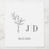 Elegante minimalistische trouwdatum wijn etiket (Enkel label)