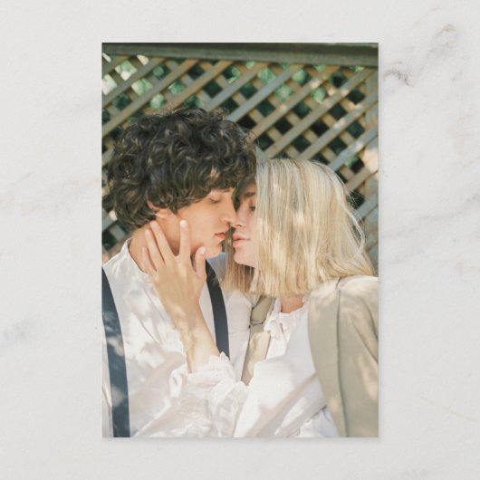 Elegante minimalistische trouwdetails Foto Informatiekaartje (Achterkant)